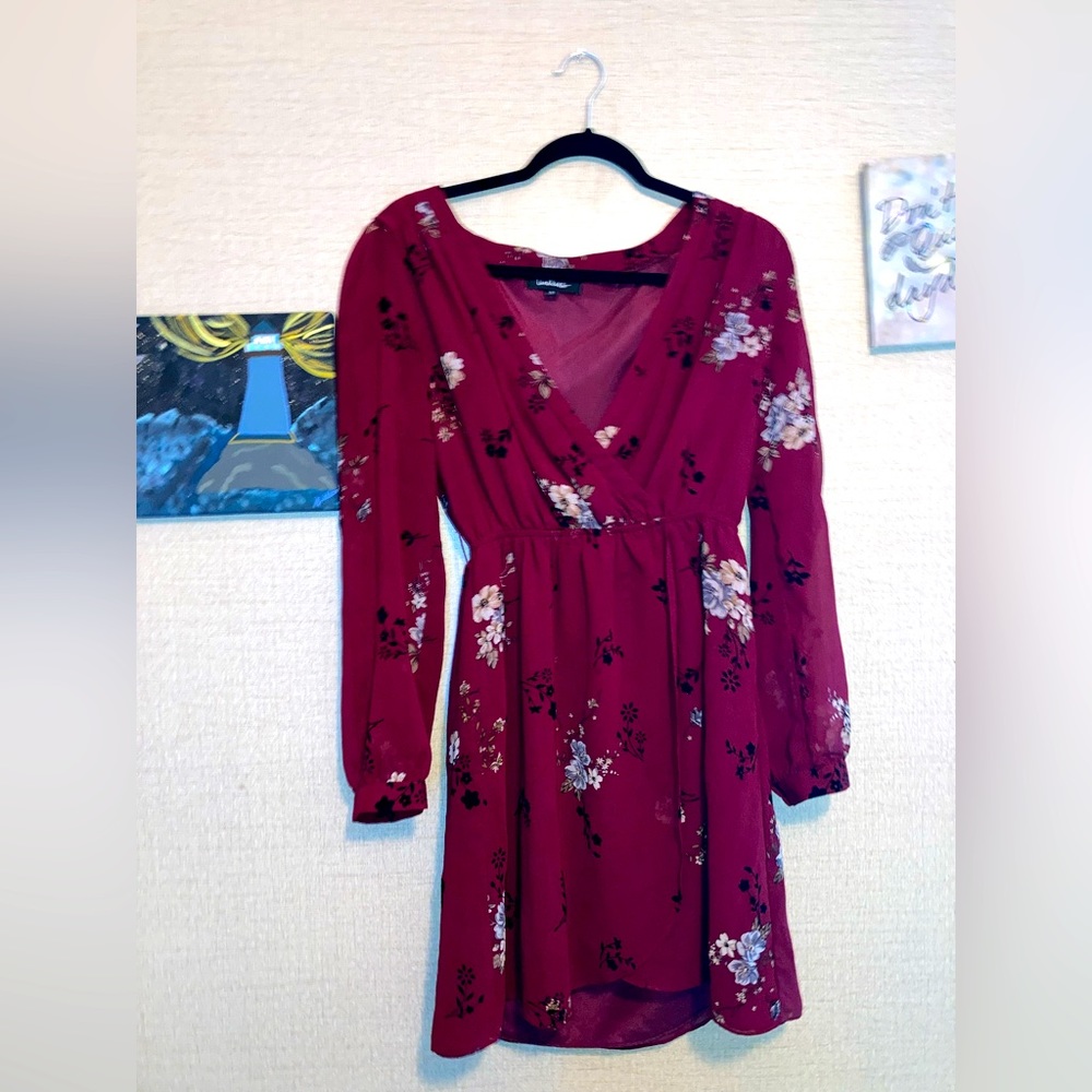 A maroon dress by Lulus